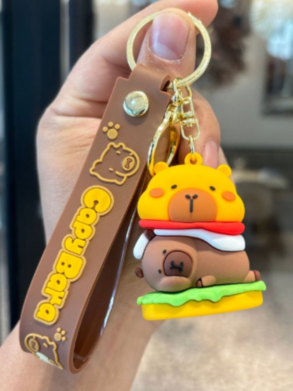 Burger Capybara Keychain Cute Cartoon Bag Charm Pendant Gift